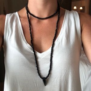 Black onyx double necklace with thorn